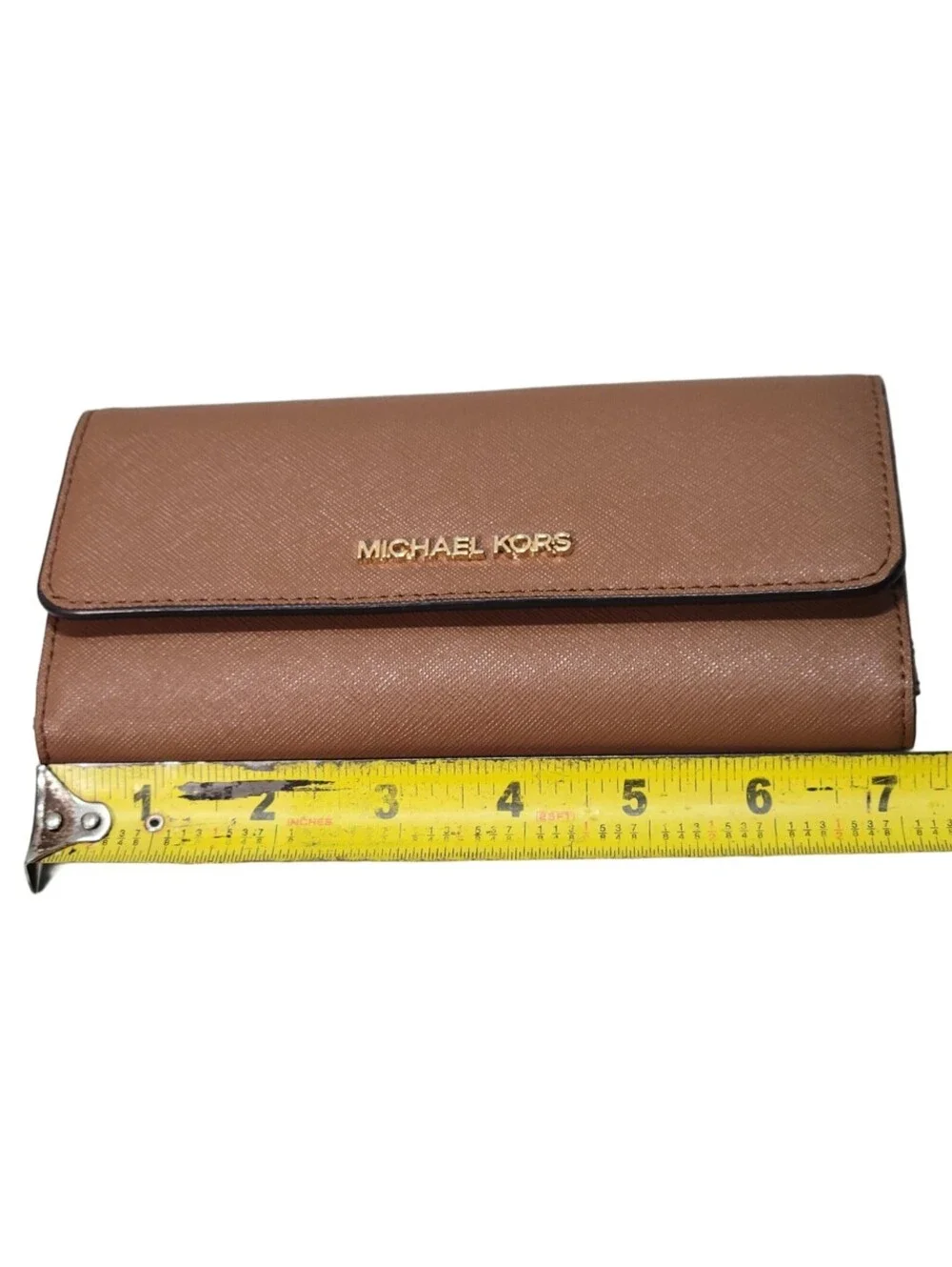 MICHAEL KORS JET SET TRAVEL LARGE TRIFOLD WALLET BROWN LUGGAGE